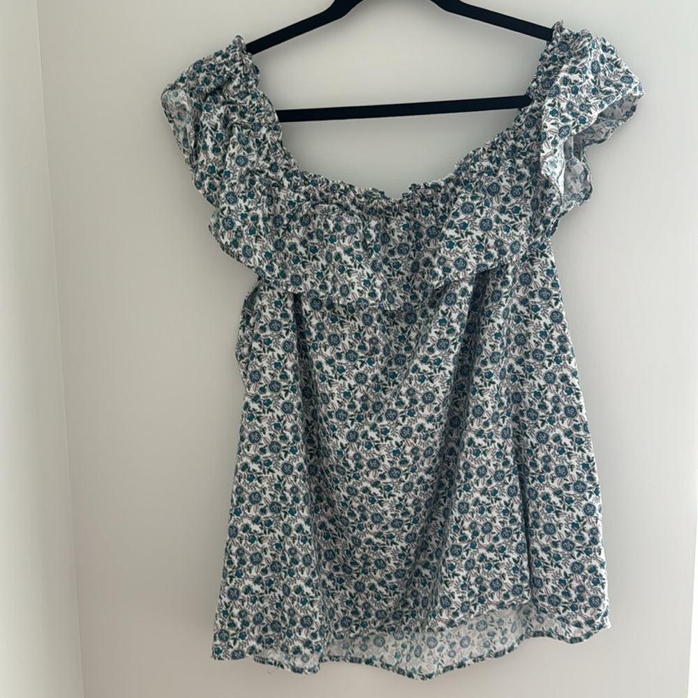 LOFT Floral Flutter Square Neck Shell - Picture 2 of 2